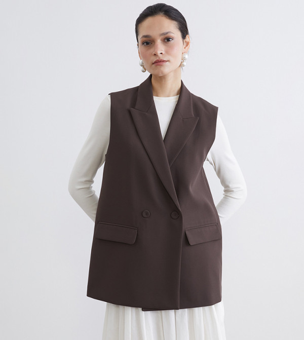 Double Breasted Sleeveless Blazer