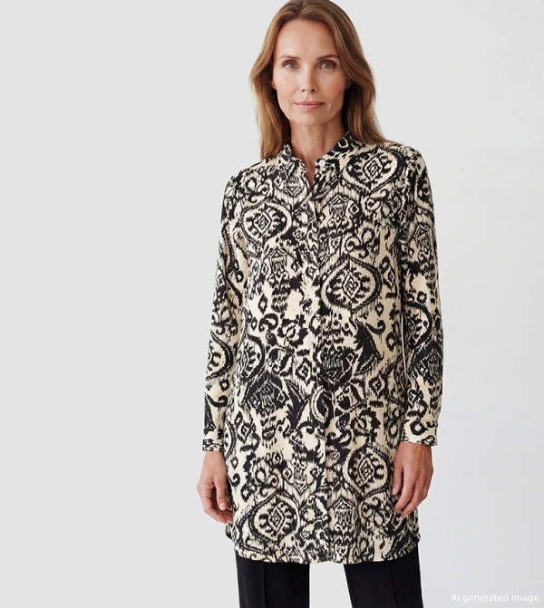 Floral Printed Long Sleeves Shirt Tunic