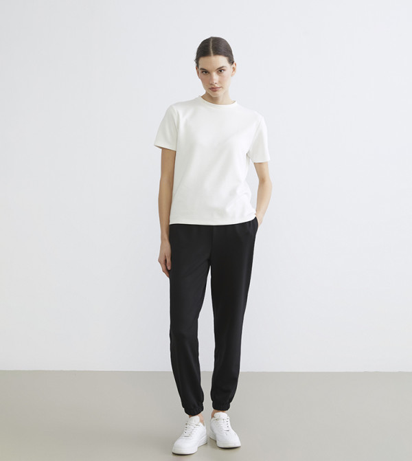 Solid Elastic Waist Joggers