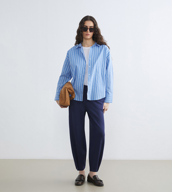 Striped Long Sleeves Oversized Shirt