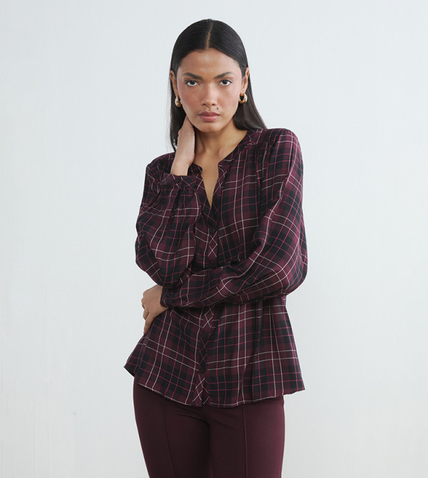 Plaid Long Sleeves Oversized Shirt