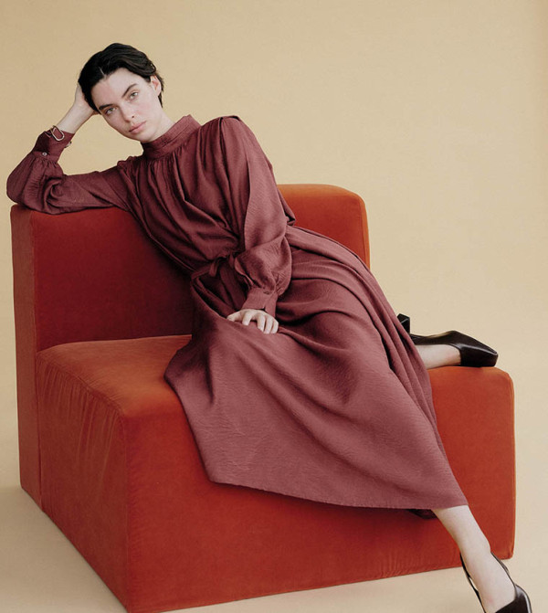 Textured Ruched Mock Neck Oversized Maxi Dress