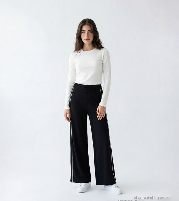 Side Striped Wide Leg Sweatpants