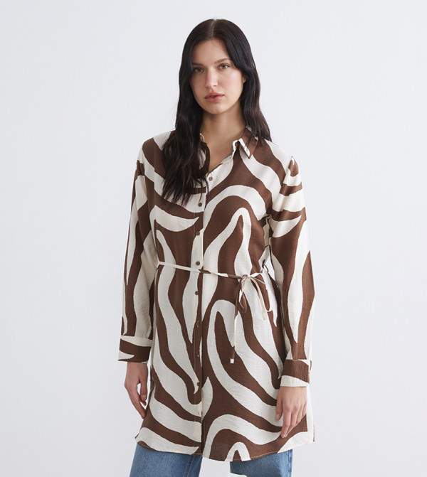Patterned Long Sleeves Tunic Shirt