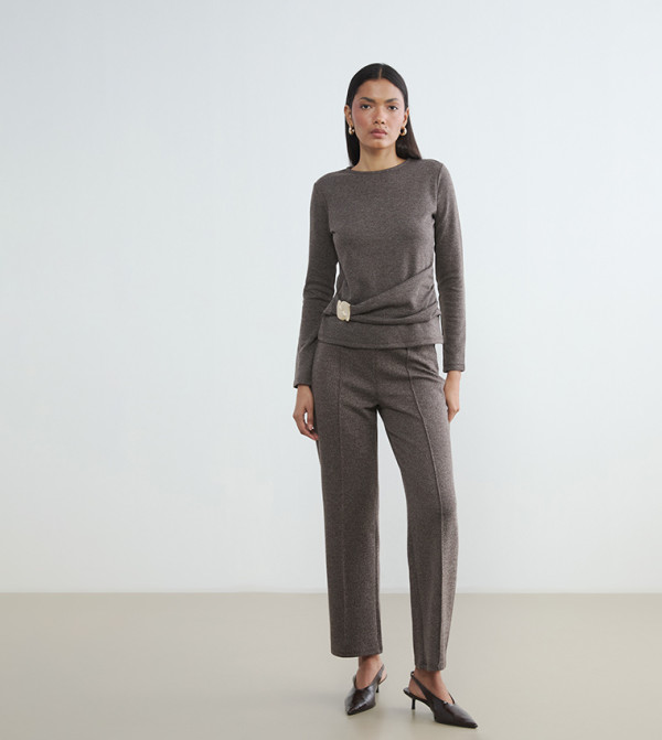 Solid Loose Fit Pleated Trousers