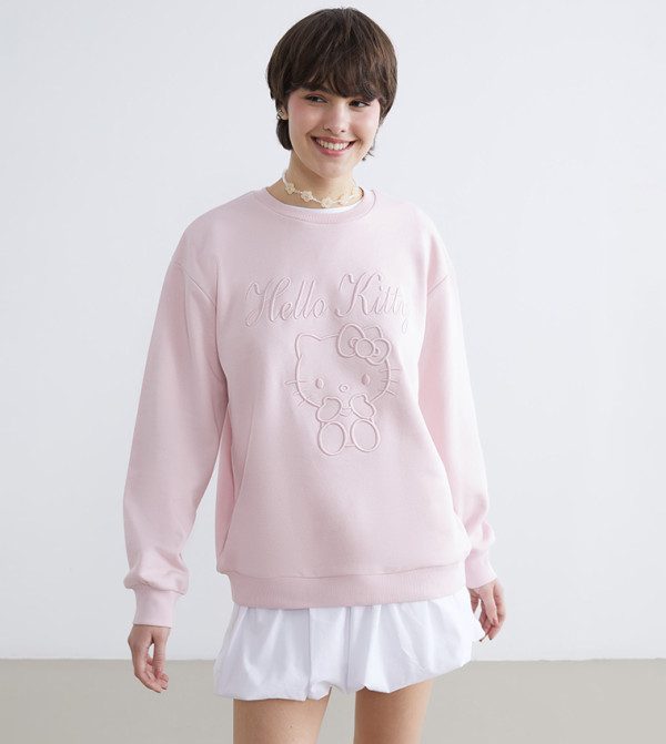 Hello Kitty Embroidered Oversized Sweatshirt