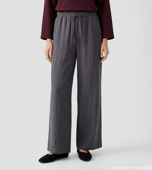 Drawstring Waist Wide Leg Casual Pants