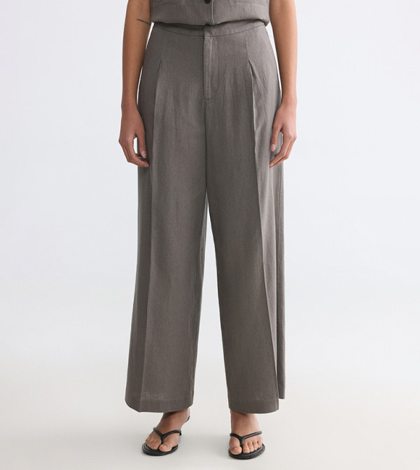 Pleated Wide Leg Casual Pants
