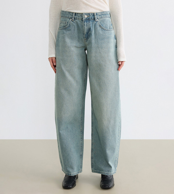 Washed High Waist Balloon Fit Jeans