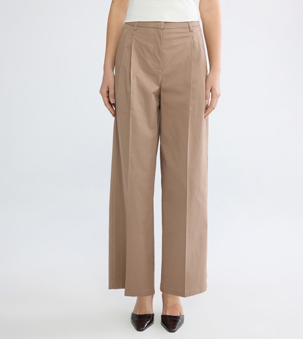 High Waist Pleated Wide Leg Trousers