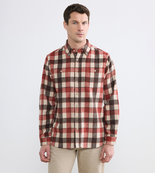 Plaid Button-Down Collar Shirt