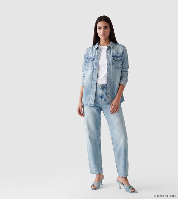 Washed Carrot Fit Pleated Jeans