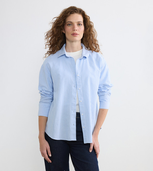 Striped Long Sleeves Poplin Shirt