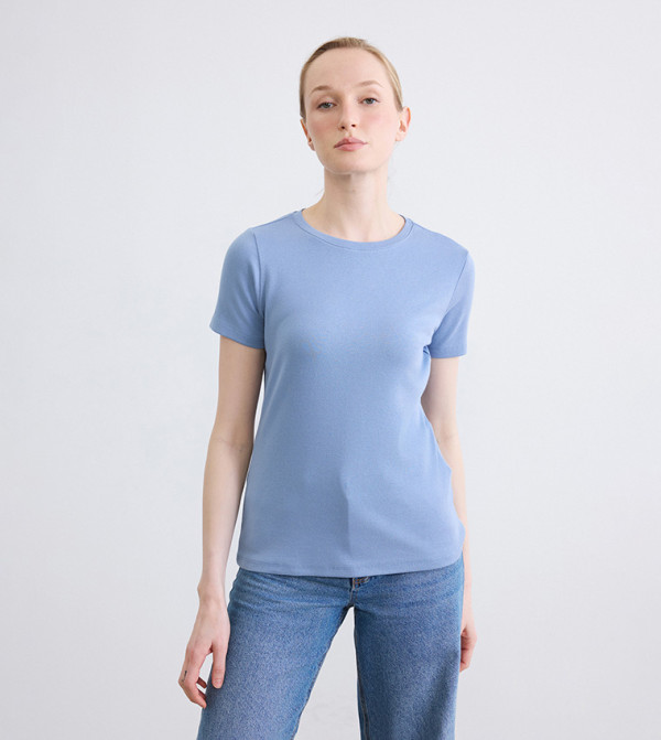 Solid Crew Neck Short Sleeves T-Shirt
