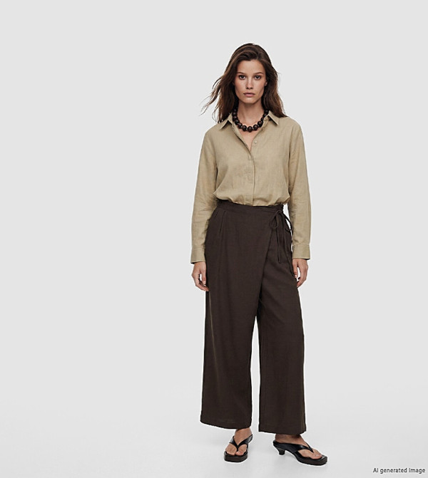 Side Tie Wide Leg Trousers