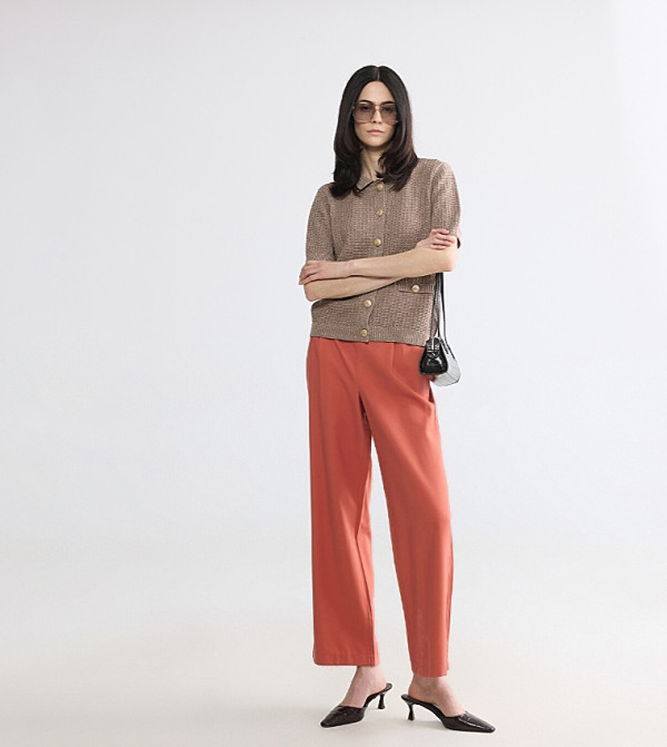Elastic Waist Wide Leg Trousers