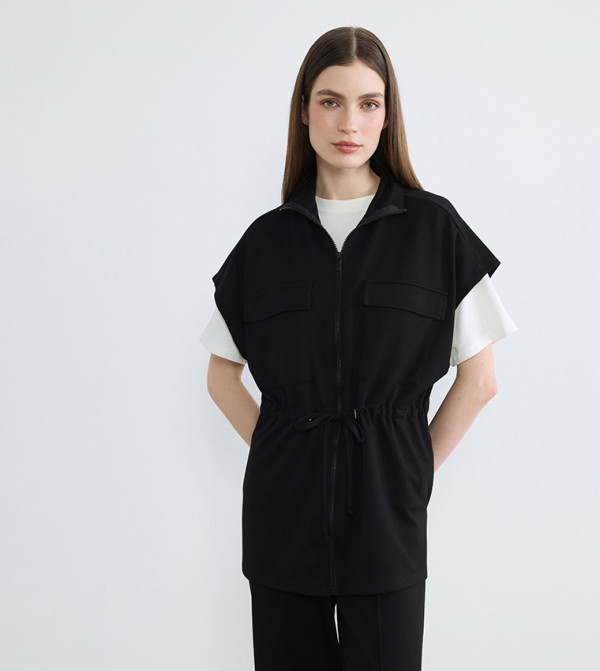 Modest Zippered Short Sleeves Tunic