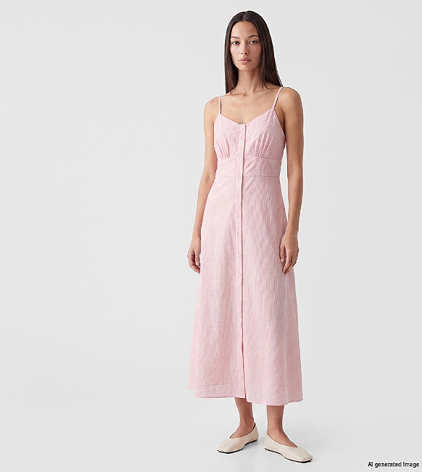 Solid Strappy Midi Dress
