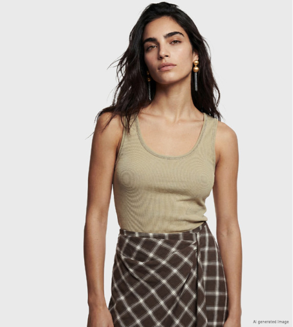 Ribbed Scoop Neck Tank Top