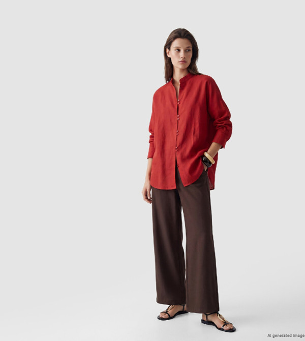 Solid Loose Fit Wide Leg Trousers