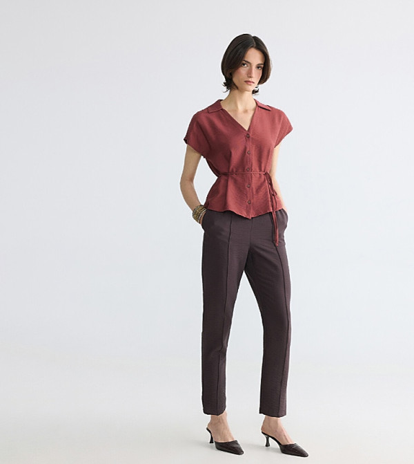 Elastic Waist Slim Fit Trousers