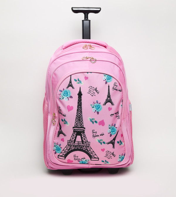 Printed Front Pocket 18" Trolley Backpack