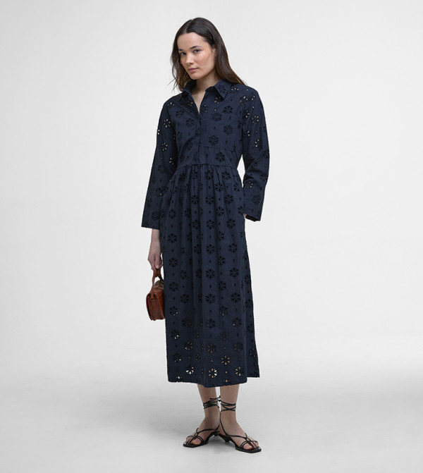 MELISSA Schiffli Long Sleeves Midi Dress