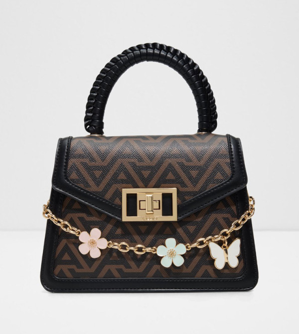LINDSAY Monogram Patterned Top Handle Bag