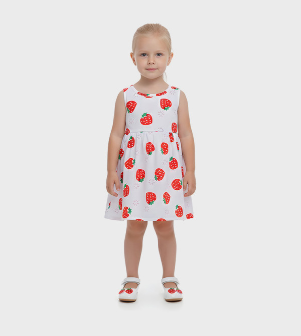 فستان بطبعة بلا كم بقصة A 