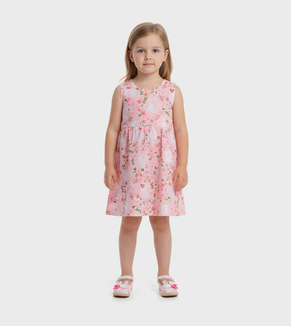 AMIRA Printed Sleeveless A-Line Dress