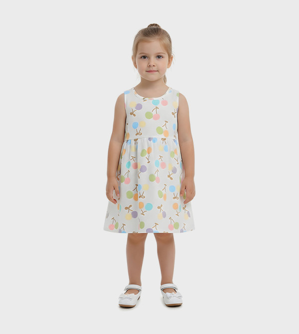 فستان بطبعة بلا كم بقصة A 