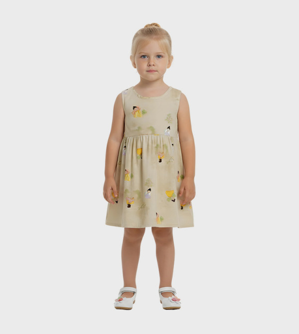 AMIRA Printed Sleeveless A-Line Dress