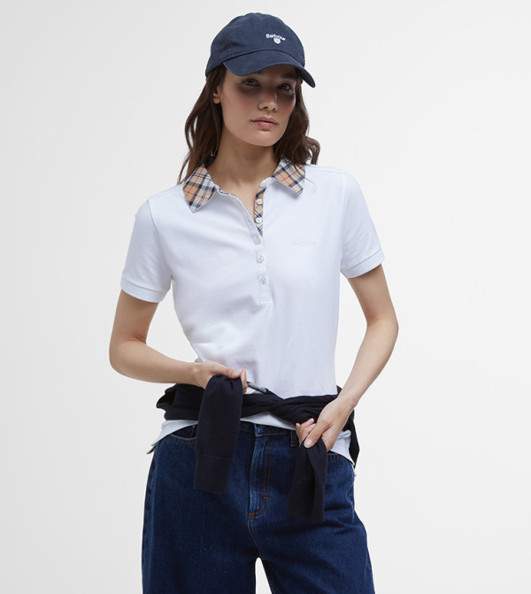 MALVERN Plaid Detail Polo T-Shirt