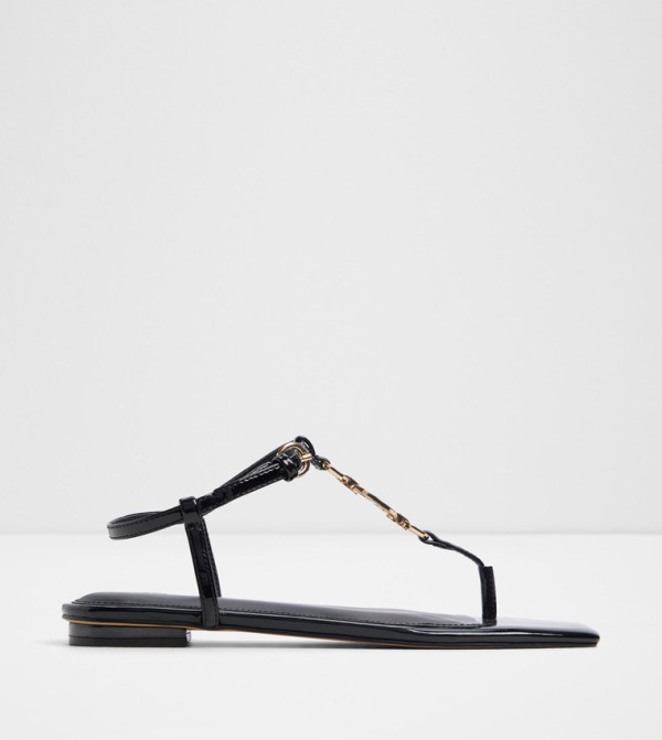 LORENZA Metal Accent T-Strap Sandals