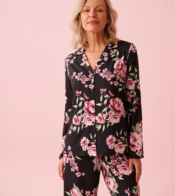 Peony Print Recycled Fibers Button-Down Shirt