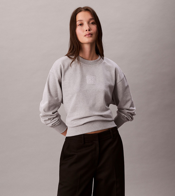 Embroidered Crew Neck Sweatshirt