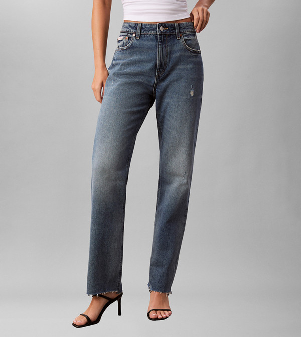 Washed High Rise Slim Fit Jeans