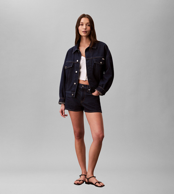 Solid Relaxed Fit Trucker Jacket