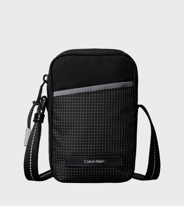 Checkered Zip Closure Crossbody Bag