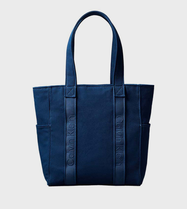 Logo Detail Webbing Strap Canvas Tote Bag