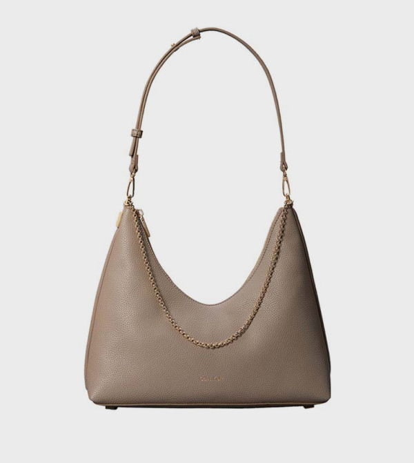 Logo Printed Chain Detail Shoulder Bag