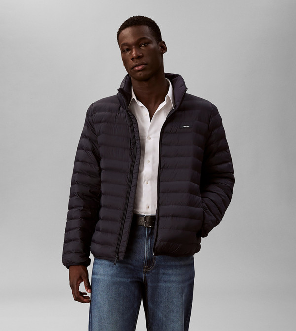 Nylon Channeled Puffer Jacket