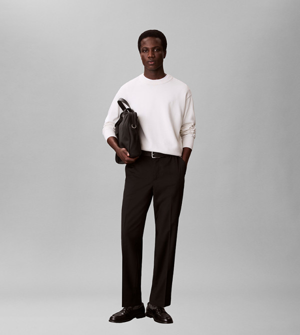 Solid Tapered Fit Twill Pants
