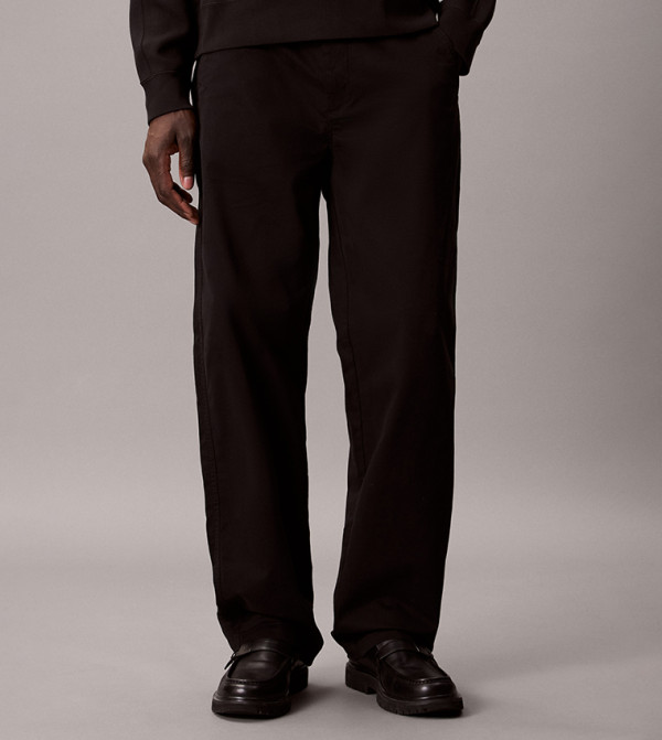 90S Mid Rise Straight Fit Twill Chinos