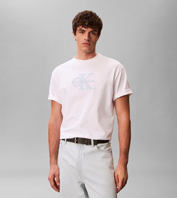 Logo Embroidered Crew Neck T-Shirt