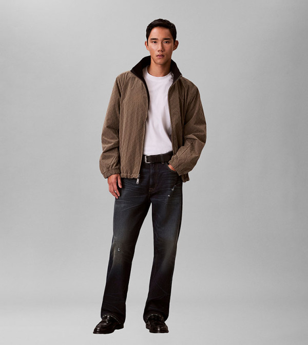 Monogram High Neck Reversible Nylon Jacket