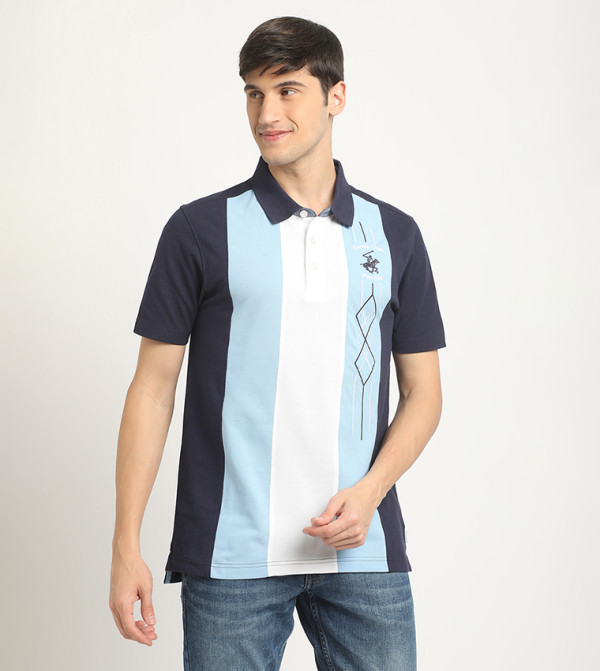 Color Block Logo Embroidered Polo T-Shirt