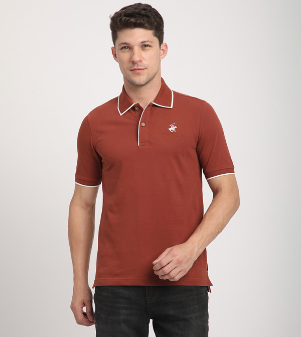 Logo Embroidered Contrast Trim Polo T-Shirt