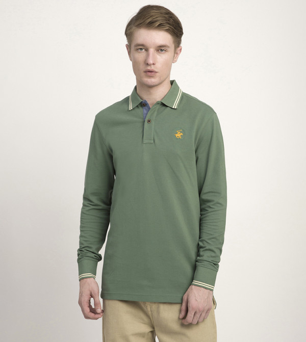 Logo Embroidered Long Sleeves Polo T-Shirt