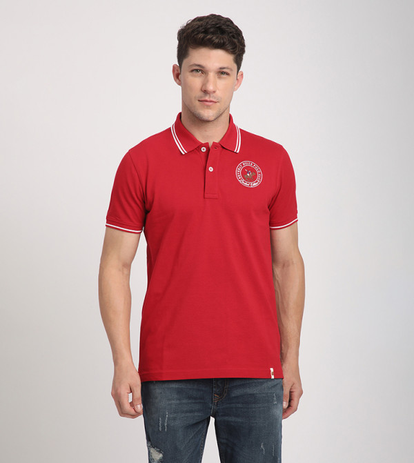 Logo Embroidered Contrast Trim Polo T-Shirt
